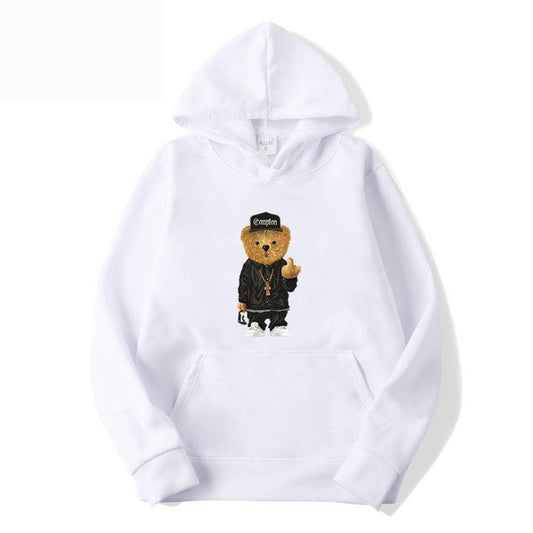 Bear Printed Hoodie Unisex - Sherpa