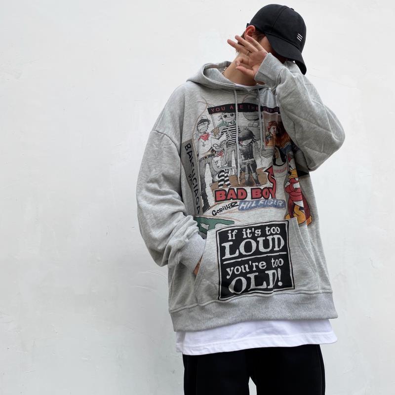 White Hip Hop Hoodie Streetwear Korean Fashion Gothic Sweatshirt Spring Tops Casual Funny Spring Autumn Harajuku Hoodies Male - Sherpa