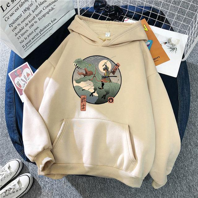 Men's Trend Japanese Retro Print Hoodie Fleece Hooded - Sherpa