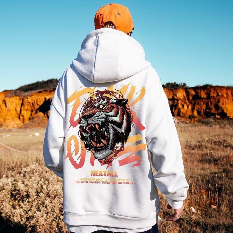 Men's Fashion Casual Print Hooded Sweatshirt - Sherpa