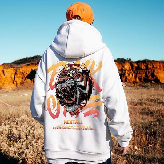 Men's Fashion Casual Print Hooded Sweatshirt - Sherpa