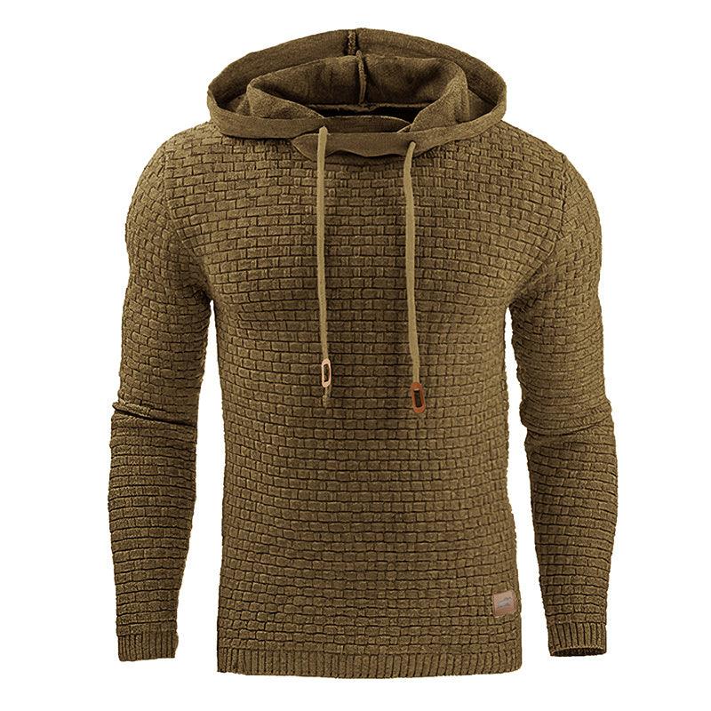 Men Solid Color Plaid Hoodies - Sherpa