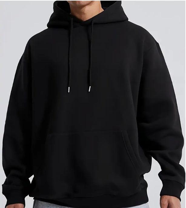 Men's Solid Color Hooded Jumper - Sherpa