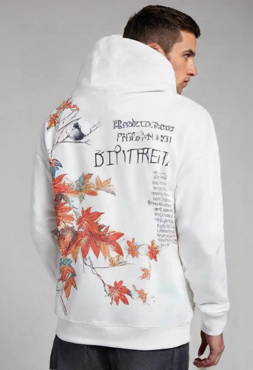 Chinese Style National Tide Cherry Blossom Maple Leaf Sweatshirt - Sherpa