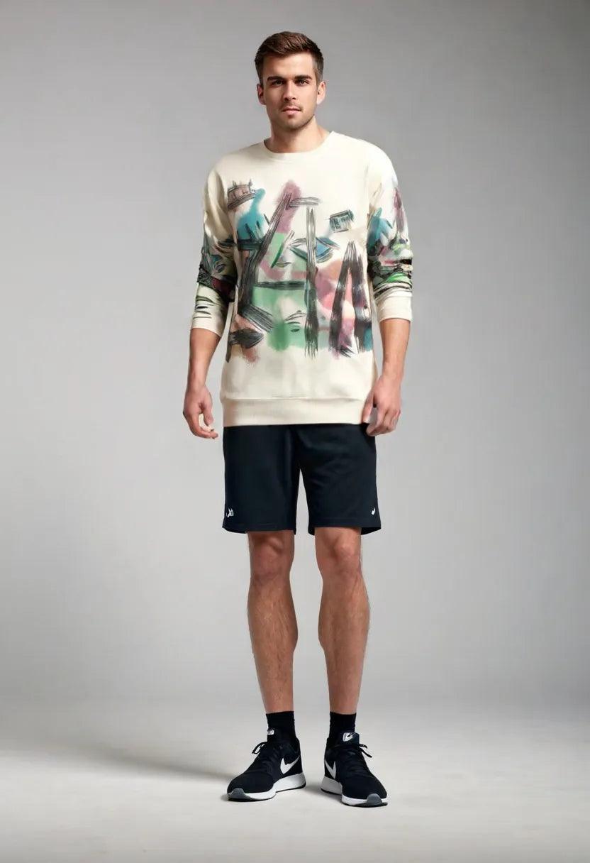 Graffiti Sweater Round Neck Loose Fashion Casual Bottoming Shirt - Sherpa