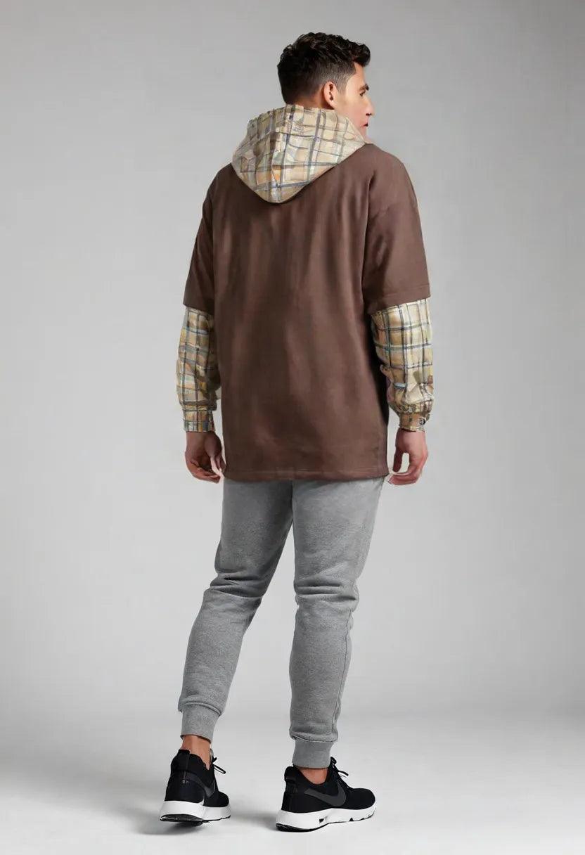 Fake Two Hooded Hoodie - Sherpa