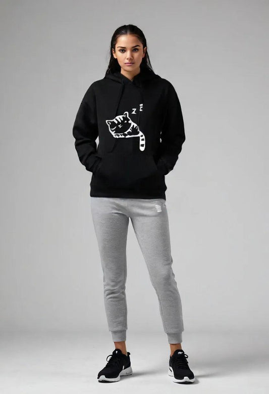 Female Women Casual Hoodies Sweatshirt Long Sleeve Hoody Cute Ears Printed - Sherpa